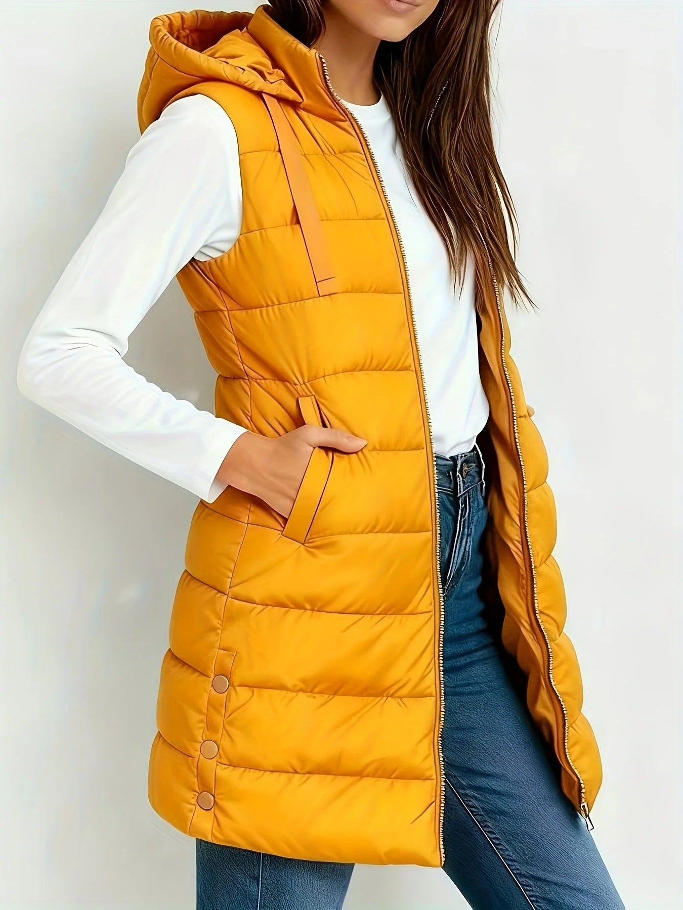 AELIA | Chaqueta con Capucha alcolchada sin mangas