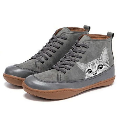 Elisa | Botines de piel diseño gatos