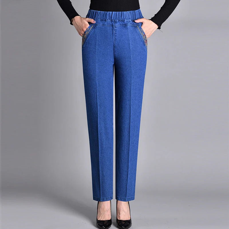 Edurne | Jeans de mujer con bolsillos laterales y cintura elástica