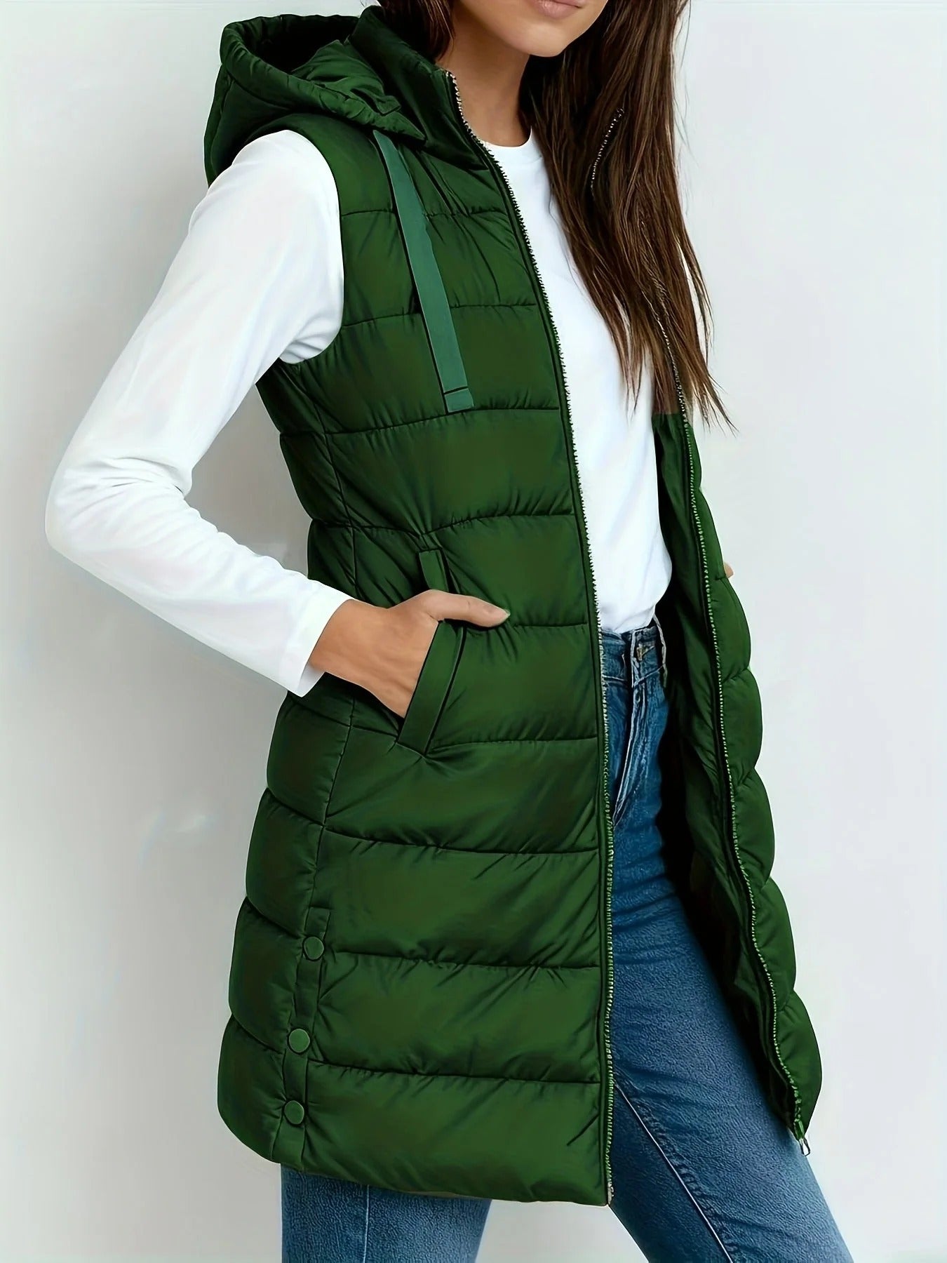 AELIA | Chaqueta con Capucha alcolchada sin mangas